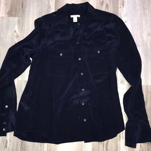 J.Crew Navy Silk Blouse